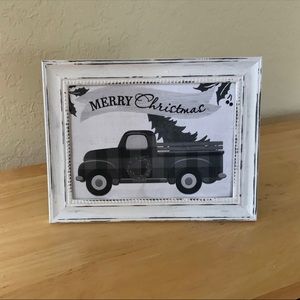 Farmhouse Christmas buffalo truck picture 5x7 w/frame
